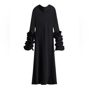 New H&M Ruffle-Sleeve Satin Dress